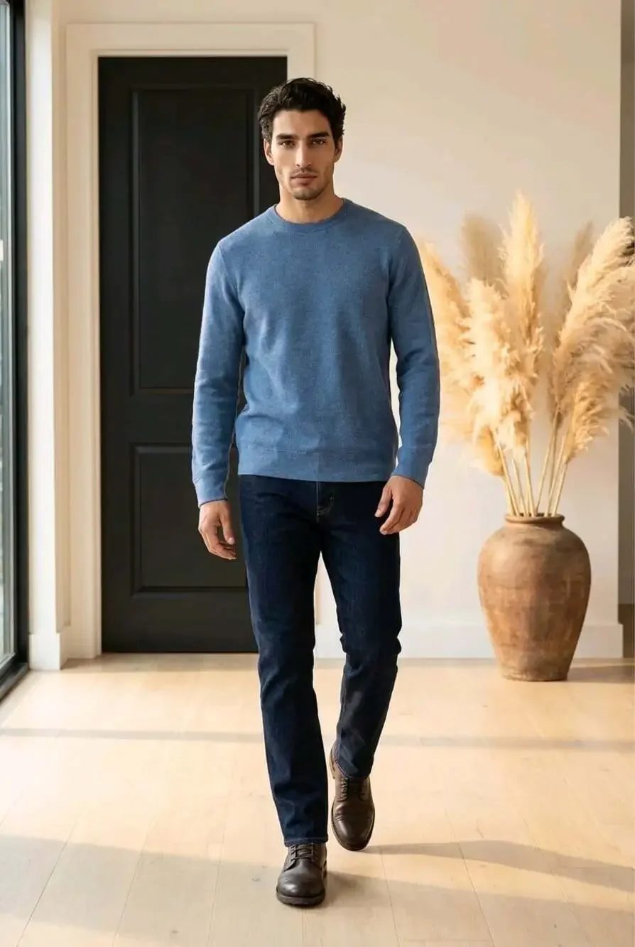 Banana Republic Sweater Mens L Blue Cotton Blend Crewneck Casual Minimalist Boho